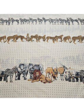 Vintage Lady Pepperell Animal WalkSafari Animals and Polka Dots Twin Flat Sheet